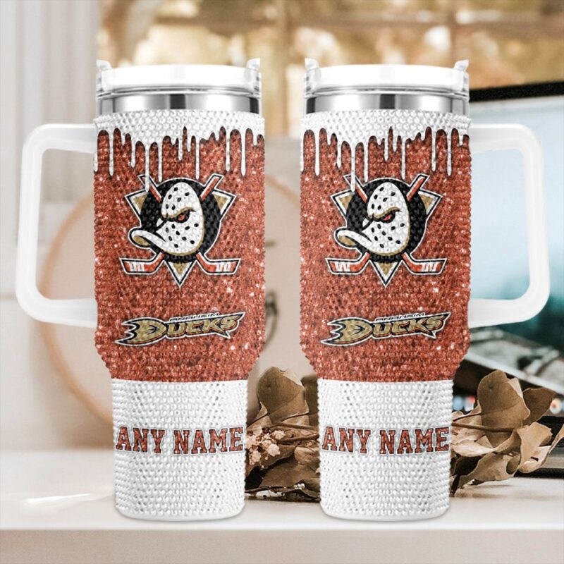 NHL Anaheim Ducks Personalized Name Rhinestone Diamond 40oz Tumbler 1