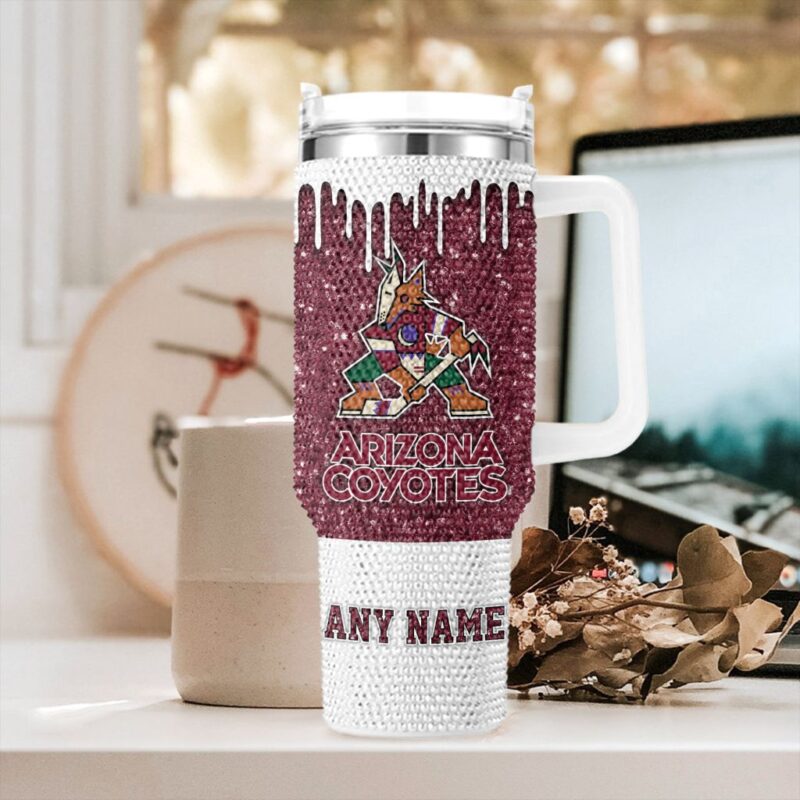 NHL Arizona Coyotes Personalized Name Rhinestone Diamond 40oz Tumbler