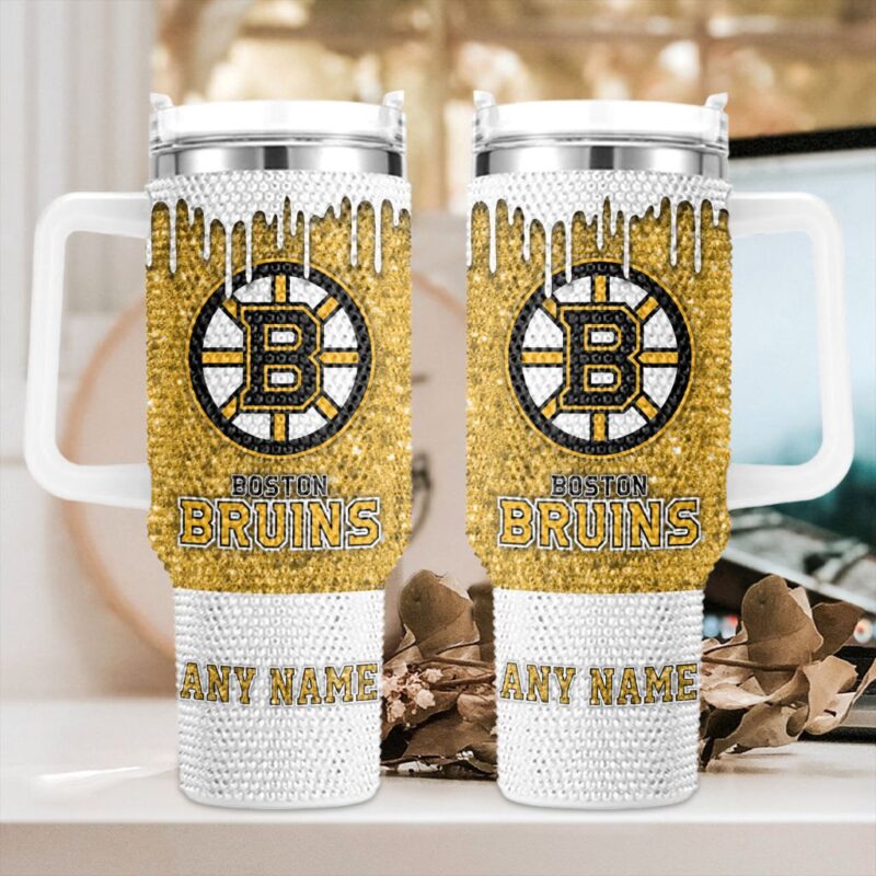 NHL Boston Bruins Personalized Name Rhinestone Diamond 40oz Tumbler 1