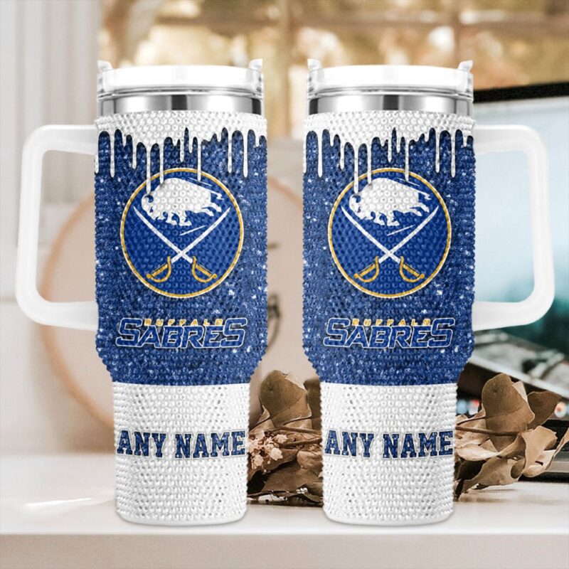 NHL Buffalo Sabres Personalized Name Rhinestone Diamond 40oz Tumbler 1