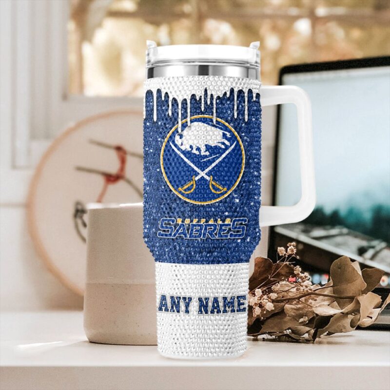 NHL Buffalo Sabres Personalized Name Rhinestone Diamond 40oz Tumbler