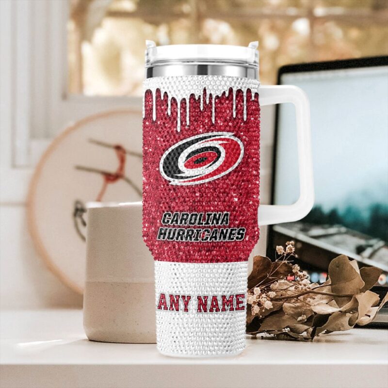 NHL Carolina Hurricanes Personalized Name Rhinestone Diamond 40oz Tumbler