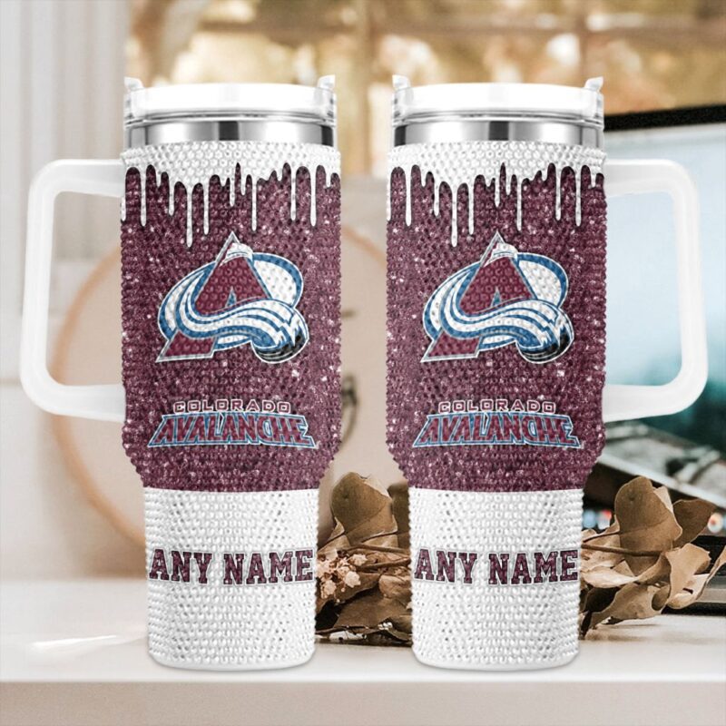 NHL Colorado Avalanche Personalized Name Rhinestone Diamond 40oz Tumbler 1