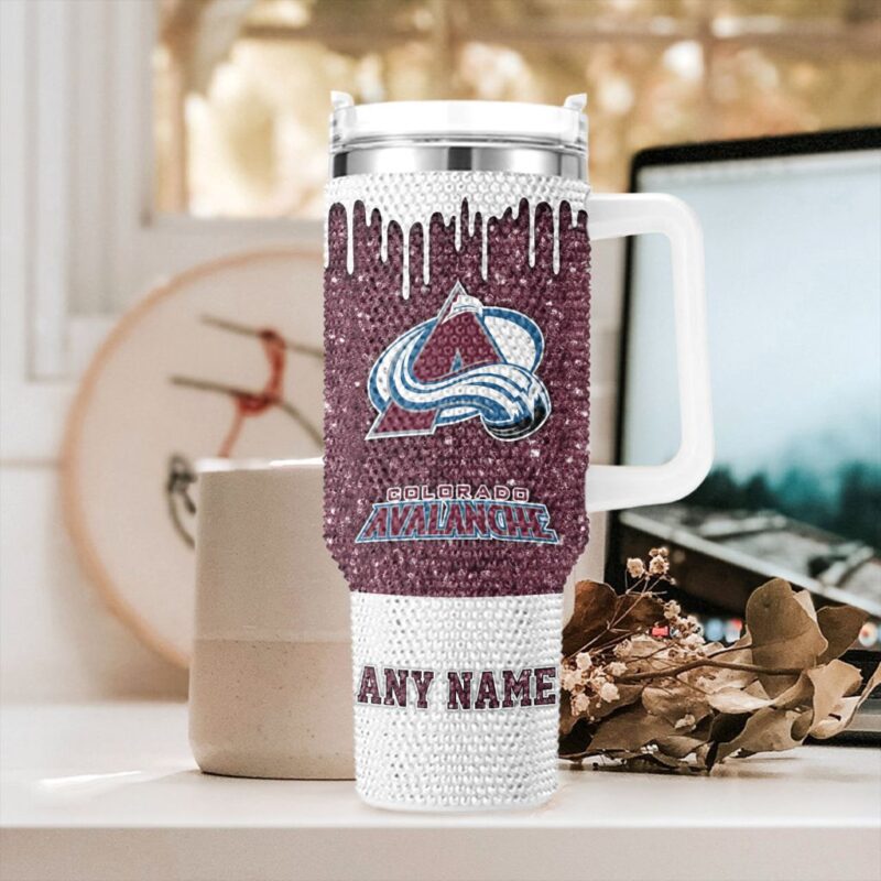 NHL Colorado Avalanche Personalized Name Rhinestone Diamond 40oz Tumbler
