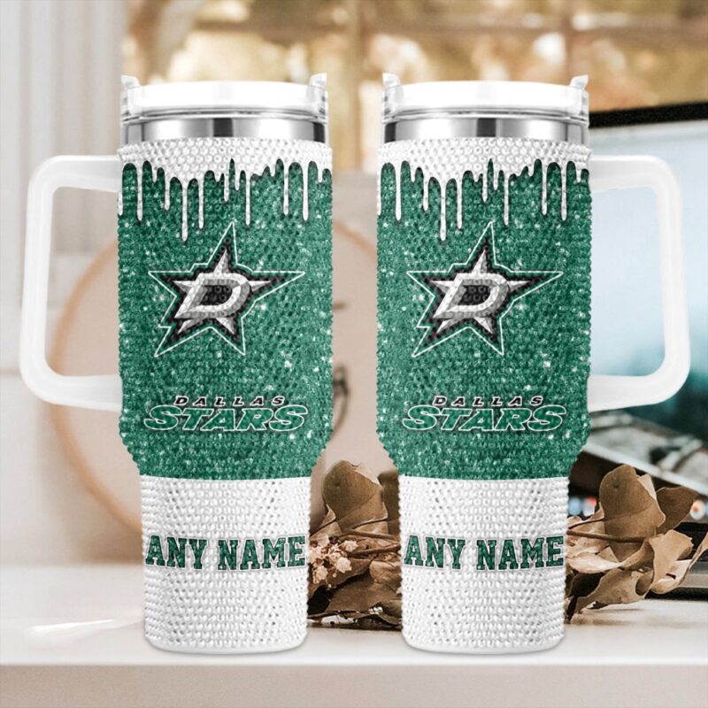 NHL Dallas Stars Personalized Name Rhinestone Diamond 40oz Tumbler 1