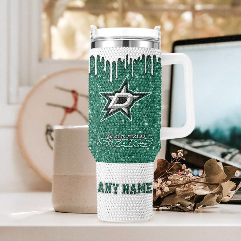 NHL Dallas Stars Personalized Name Rhinestone Diamond 40oz Tumbler