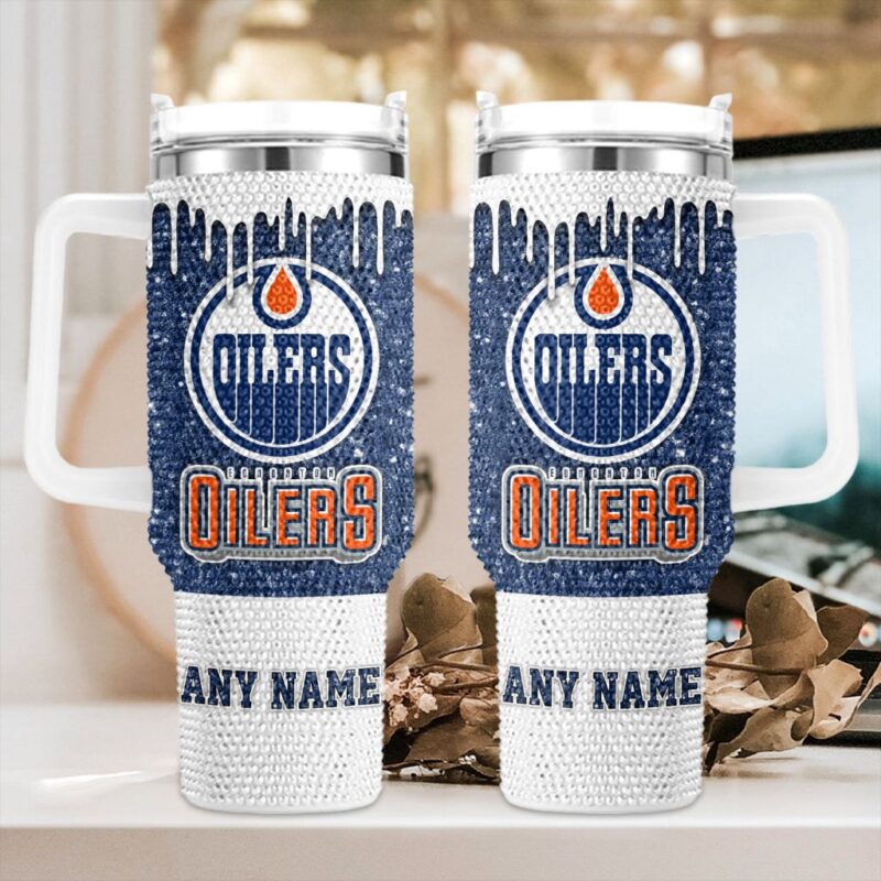 NHL Edmonton Oilers Personalized Name Rhinestone Diamond 40oz Tumbler 1