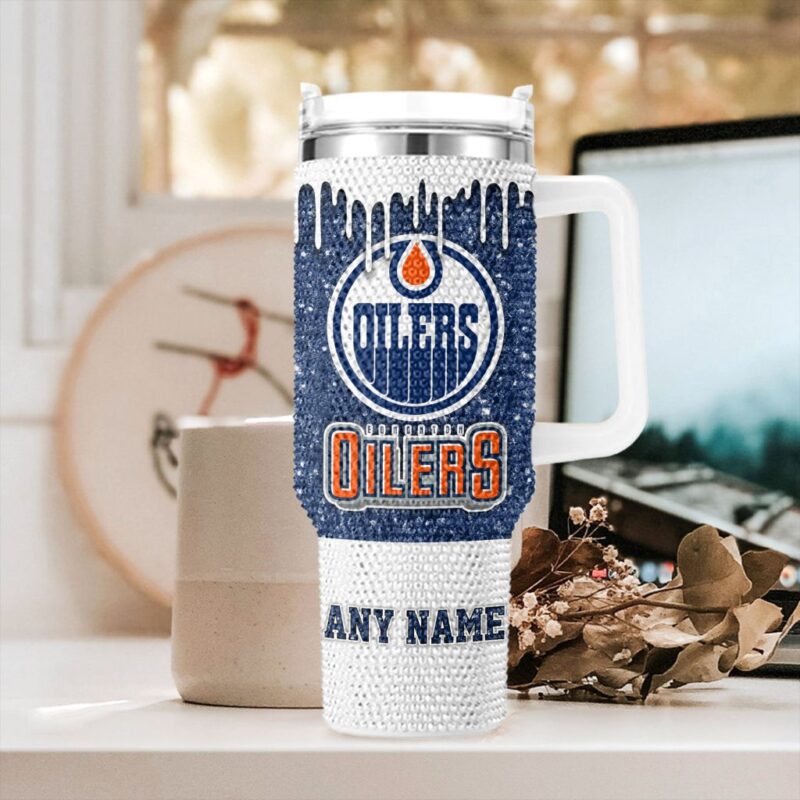 NHL Edmonton Oilers Personalized Name Rhinestone Diamond 40oz Tumbler
