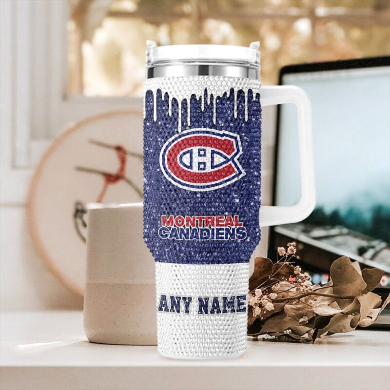NHL Montreal Canadiens Personalized Name Rhinestone Diamond 40oz Tumbler