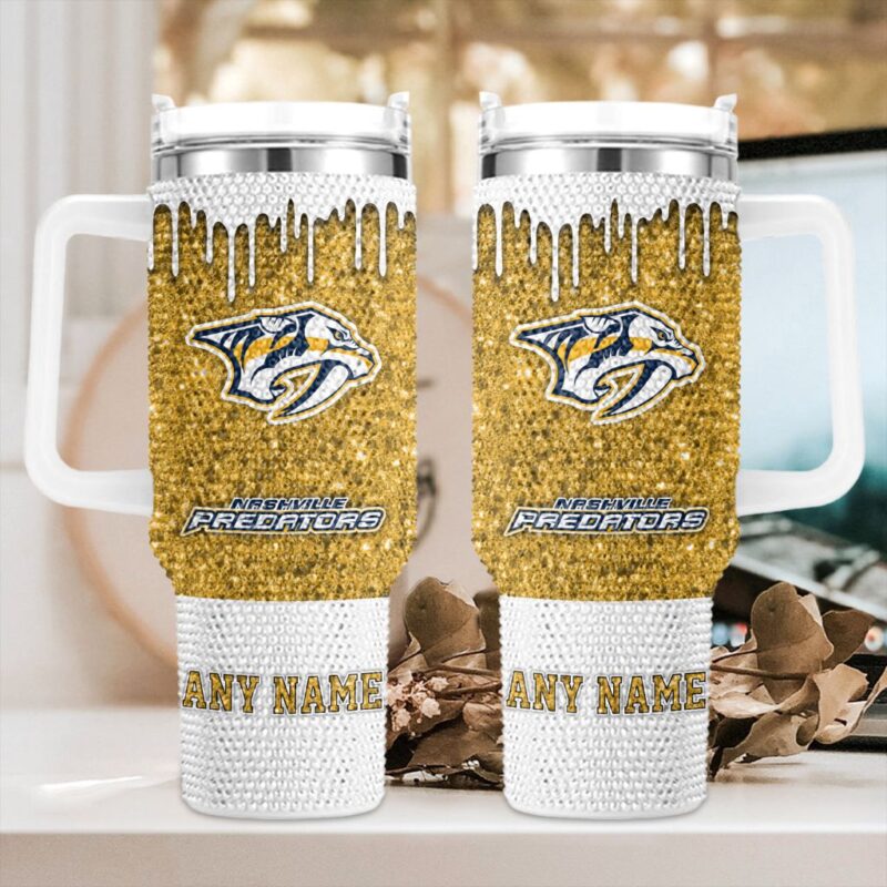 NHL Nashville Predators Personalized Name Rhinestone Diamond 40oz Tumbler 1