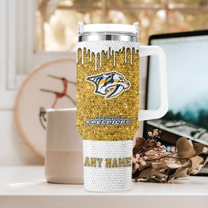 NHL Nashville Predators Personalized Name Rhinestone Diamond 40oz Tumbler