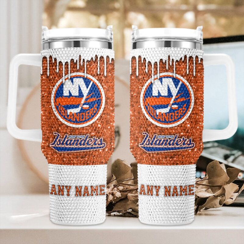 NHL New York Islanders Personalized Name Rhinestone Diamond 40oz Tumbler 1