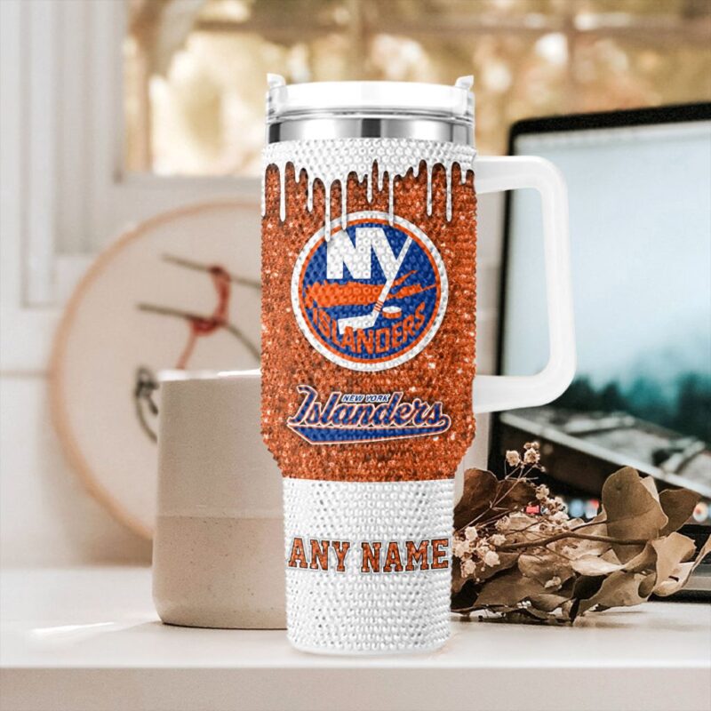 NHL New York Islanders Personalized Name Rhinestone Diamond 40oz Tumbler