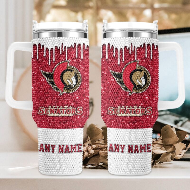 NHL Ottawa Senators Personalized Name Rhinestone Diamond 40oz Tumbler 1