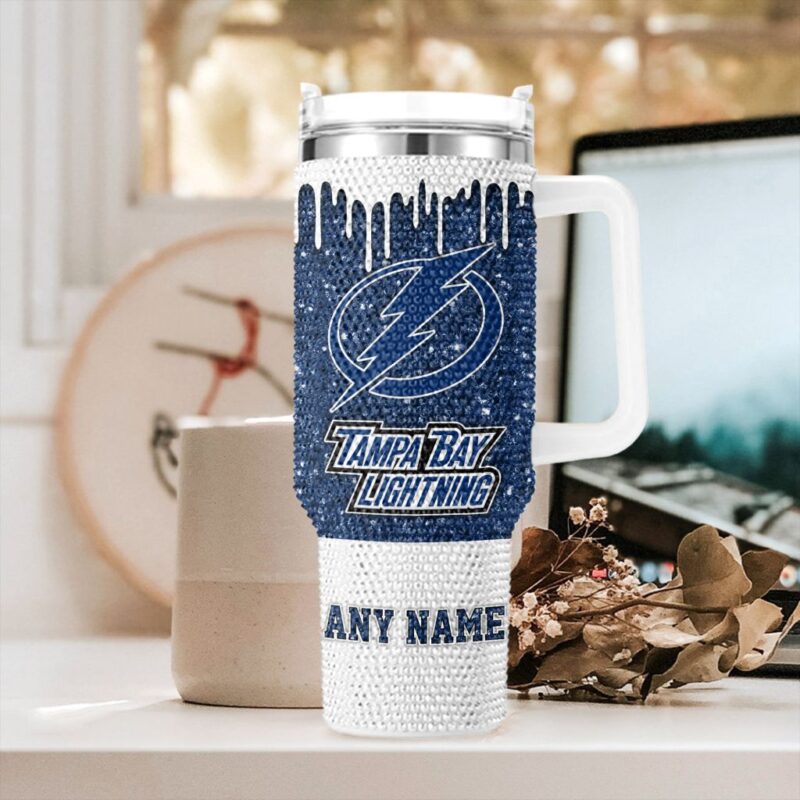 NHL Tampa Bay Lightning Personalized Name Rhinestone Diamond 40oz Tumbler