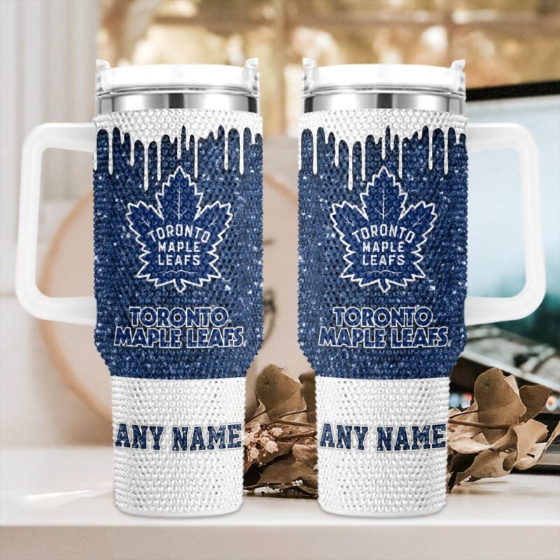 NHL Toronto Maple Leafs Personalized Name Rhinestone Diamond 40oz Tumbler 1