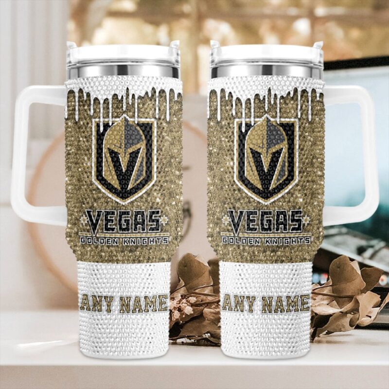NHL Vegas Golden Knights Personalized Name Rhinestone Diamond 40oz Tumbler 1