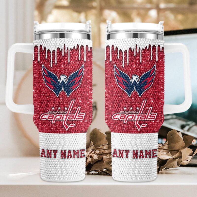 NHL Washington Capitals Personalized Name Rhinestone Diamond 40oz Tumbler 1