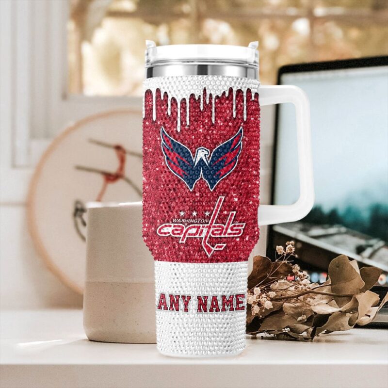 NHL Washington Capitals Personalized Name Rhinestone Diamond 40oz Tumbler