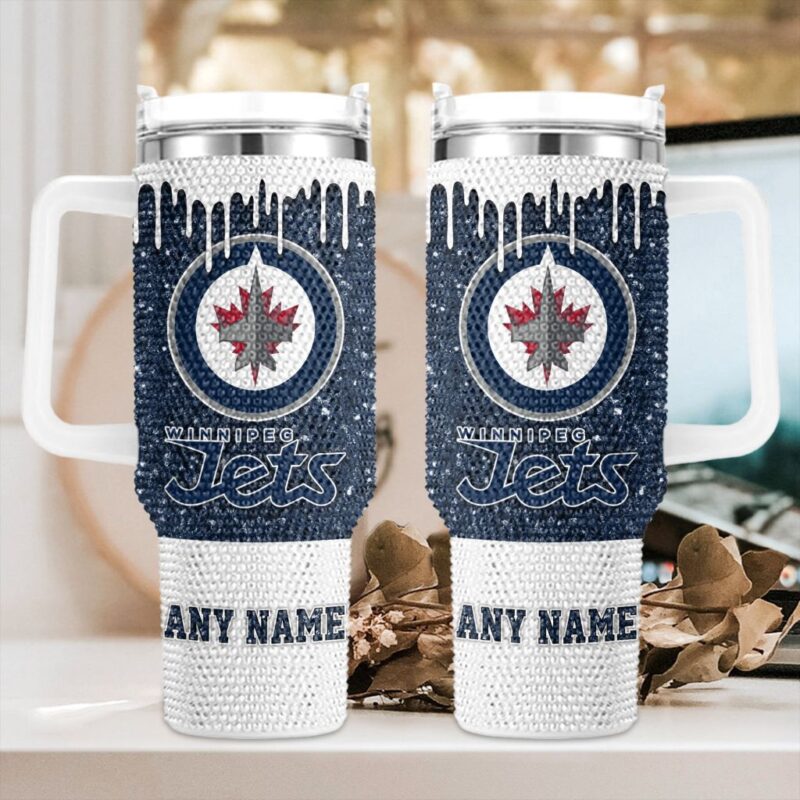NHL Winnipeg Jets Personalized Name Rhinestone Diamond 40oz Tumbler 1