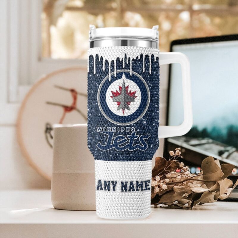NHL Winnipeg Jets Personalized Name Rhinestone Diamond 40oz Tumbler