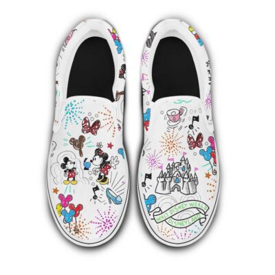 Mickey Mouse Disney Dooney Inspired Handpainted Slip On Shoes