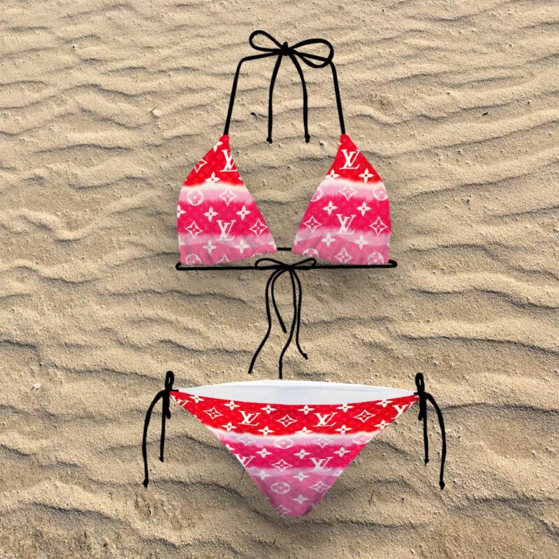 LV Red White Luxury 2-Piece Bikini Set 2023-24 Trending BKN1044