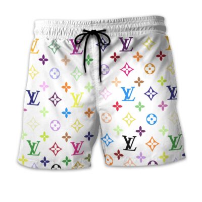 Louis Vuitton Colorful Luxury Brand Logo Premium Fashion Shorts For Men