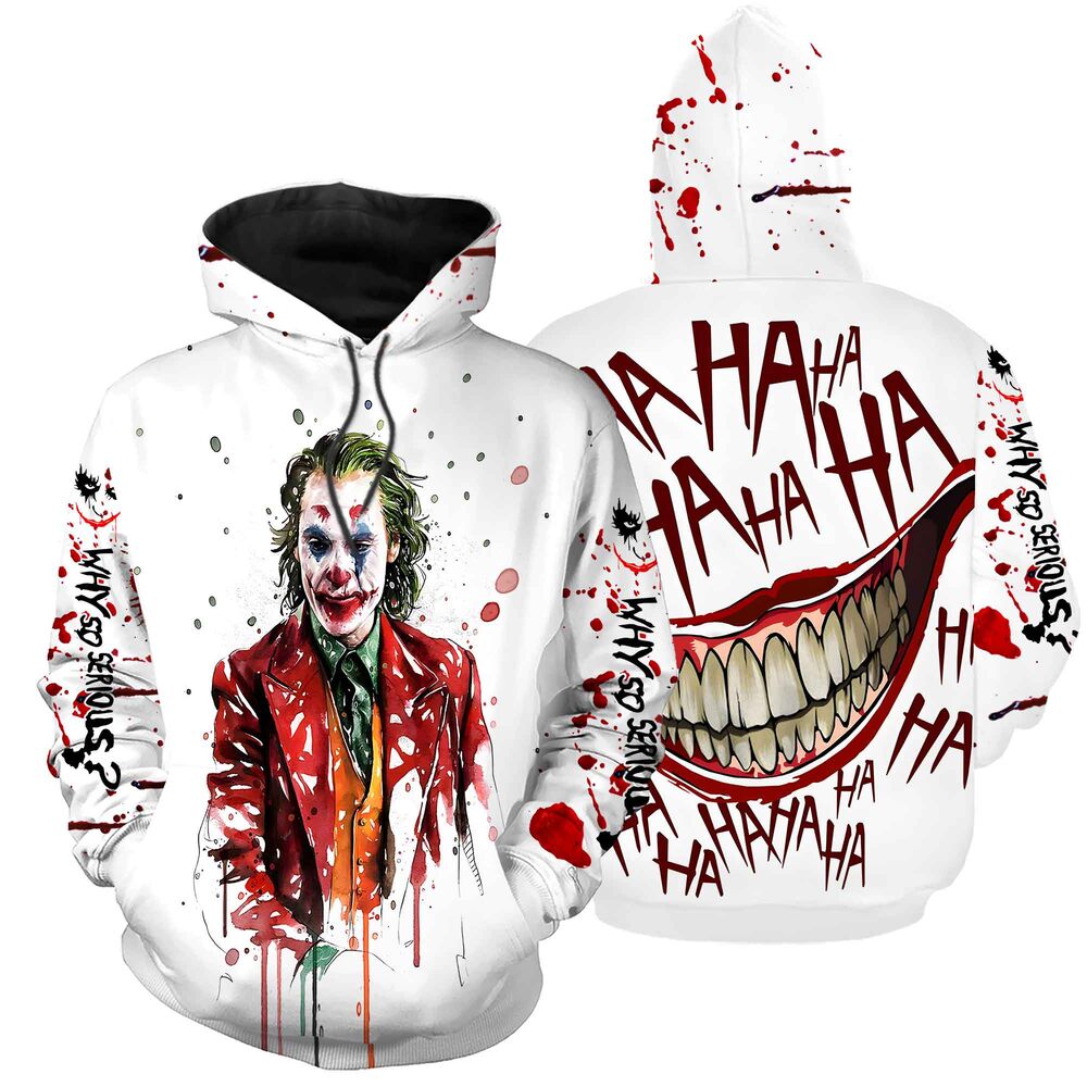 Joker Why So Serious Unisex 3D Hoodie - White TSH601 Joker Why So Serious Unisex 3D Hoodie - White TSH601