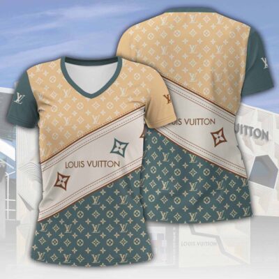 Louis Vuitton LV Color Pattern Luxury Women V-neck T-Shirt VNL1067