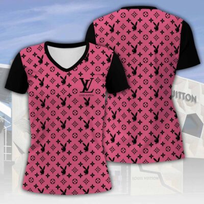 Louis Vuitton LV Rabbit Playboy Pattern Luxury Women V-neck T-Shirt VNL1061