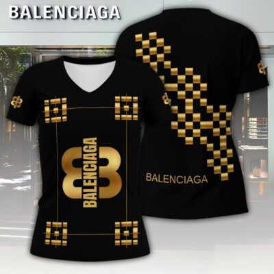 Balenciaga Golden Luxury Women V-neck T-shirt VNL1081