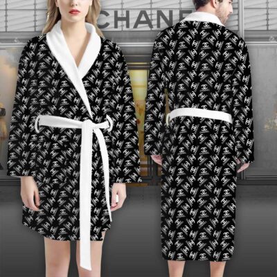 Chanel Black Logo Pattern Luxury Bathrobe 2