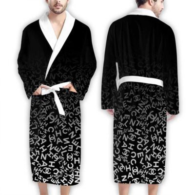 Chanel Black White Design Pattern Luxury Bathrobe