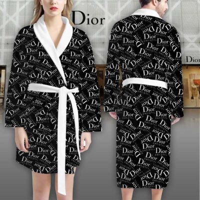 Dior Christal Black Pattern Luxury Bathrobe 2