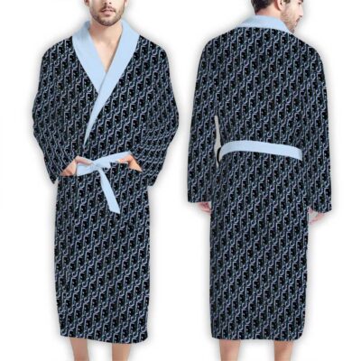 Dior Dark Blue Pattern Luxury Bathrobe