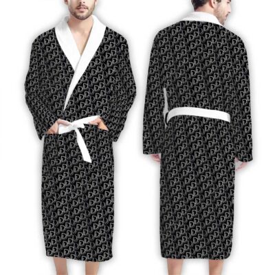 Dior Dots Black White Pattern Luxury Bathrobe