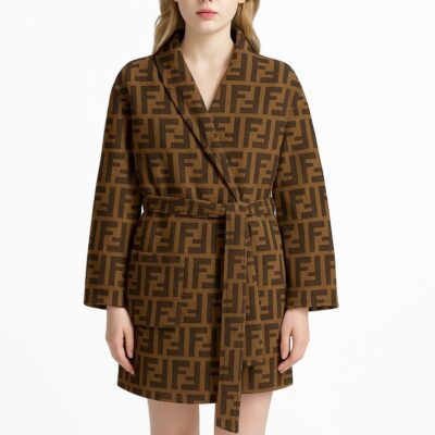 Fendi Monogram Dark Brown Luxury Bathrobe Limited Collection For Winter