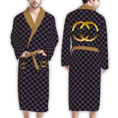 Gucci Blue Gold Pattern Luxury Bathrobe