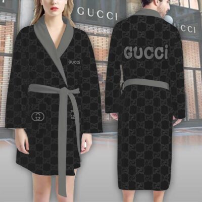 Gucci GG Grey Pattern Luxury Bathrobe 2