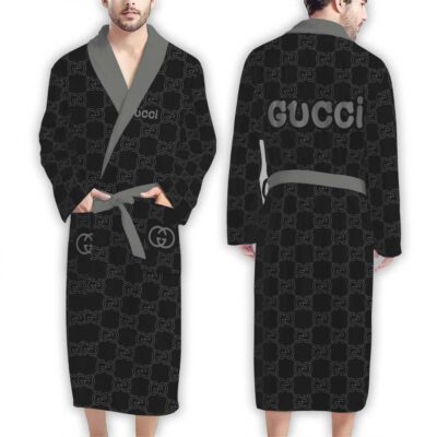 Gucci GG Grey Pattern Luxury Bathrobe