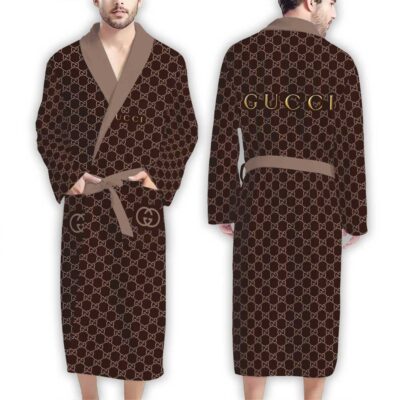 Gucci Gold Brown Pattern Luxury Bathrobe