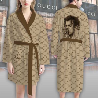 Gucci Harry Styles Brown Pattern Luxury Bathrobe 2