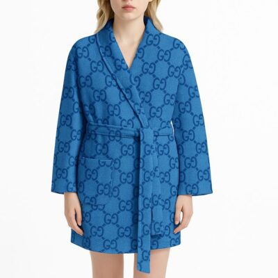 Gucci Monogram Light Blue Luxury Bathrobe Limited Collection For Winter