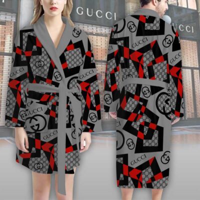 Gucci Red Black Pattern Luxury Bathrobe 2