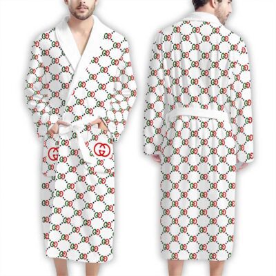 Gucci Red Green Pattern Luxury Bathrobe