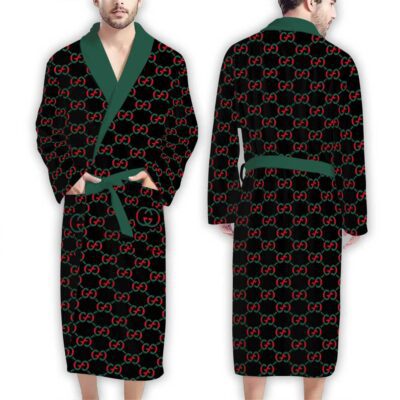 Gucci Red Green Pattern Luxury Bathrobe