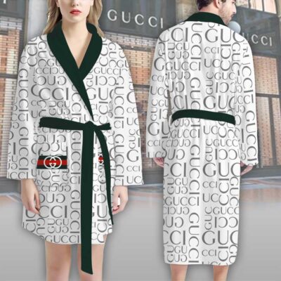 Gucci White Pattern Luxury Bathrobe 2