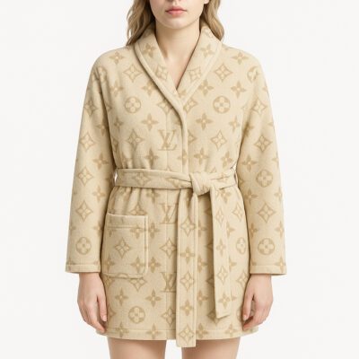 LV Monogram Light Beige Luxury Bathrobe Limited Collection For Winter