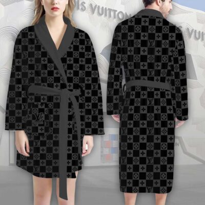 Louis Vuitton Black Checkered Pattern Luxury Bathrobe 2